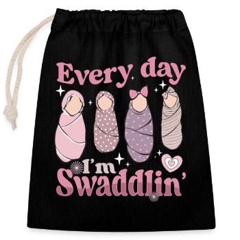 Infirmière Bébé Maternité Infirmière - Sac cadeau en coton avec cordon (25 x 30 cm) - noir - Devant