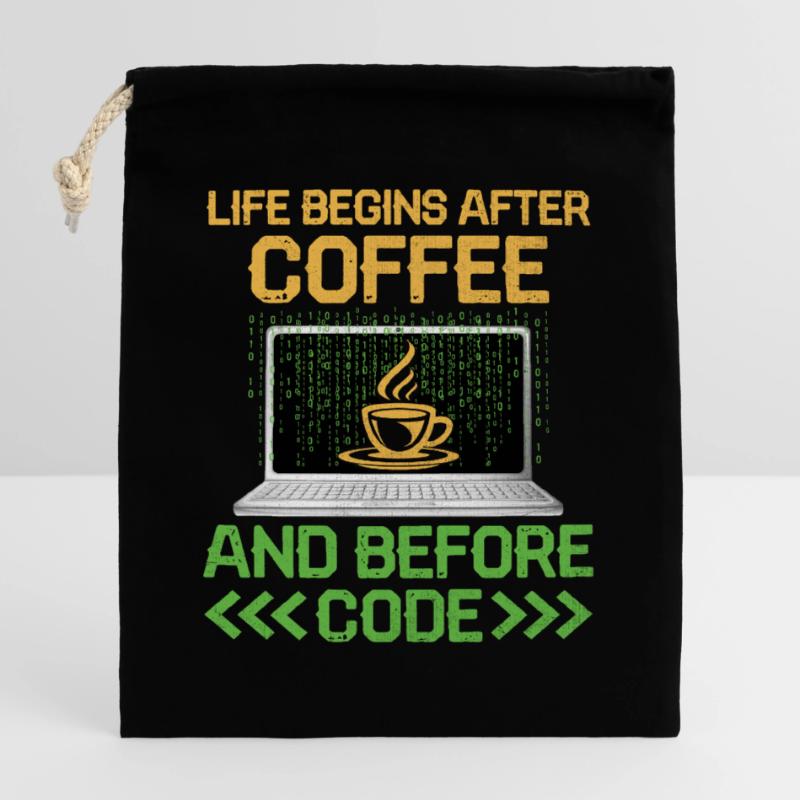 Coffee Coding Programmer Coder Developer Nerd Coff Closable cotton gift bag (25x30cm)