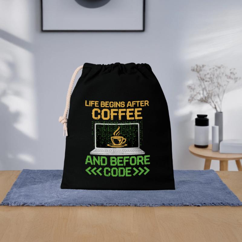Coffee Coding Programmer Coder Developer Nerd Coff Closable cotton gift bag (25x30cm)