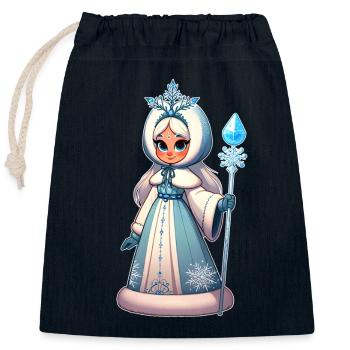 Ded Moroz Snegurotschka russischer Weihnachtsmann - Verschließbarer Geschenkbeutel aus Baumwolle (25x30cm) - Navy - Vorne