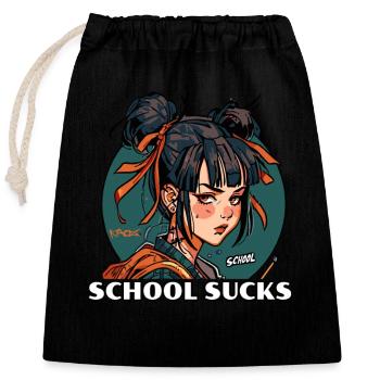 Gelangweiltes Anime Mädchen: Schule ist kacke - Verschließbarer Geschenkbeutel aus Baumwolle (25x30cm) - Schwarz - Vorne