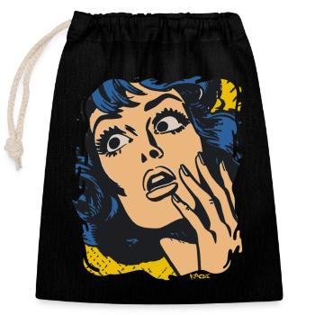 Oh mon Dieu, c’est une femme pop art - Sac cadeau en coton avec cordon (25 x 30 cm) - noir - Devant