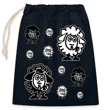 Troupeau de moutons blancs et de moutons noirs - Sac cadeau en coton avec cordon (25 x 30 cm) - bleu marine - Devant