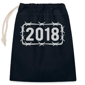 Birthday Vintage 2018 Barbed Wire - Closable cotton gift bag (25x30cm) - navy - Front