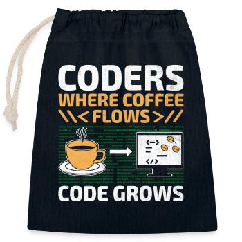 Café Codage Programmeur Codeur Développeur Nerd Coff - Sac cadeau en coton avec cordon (25 x 30 cm) - bleu marine - Devant