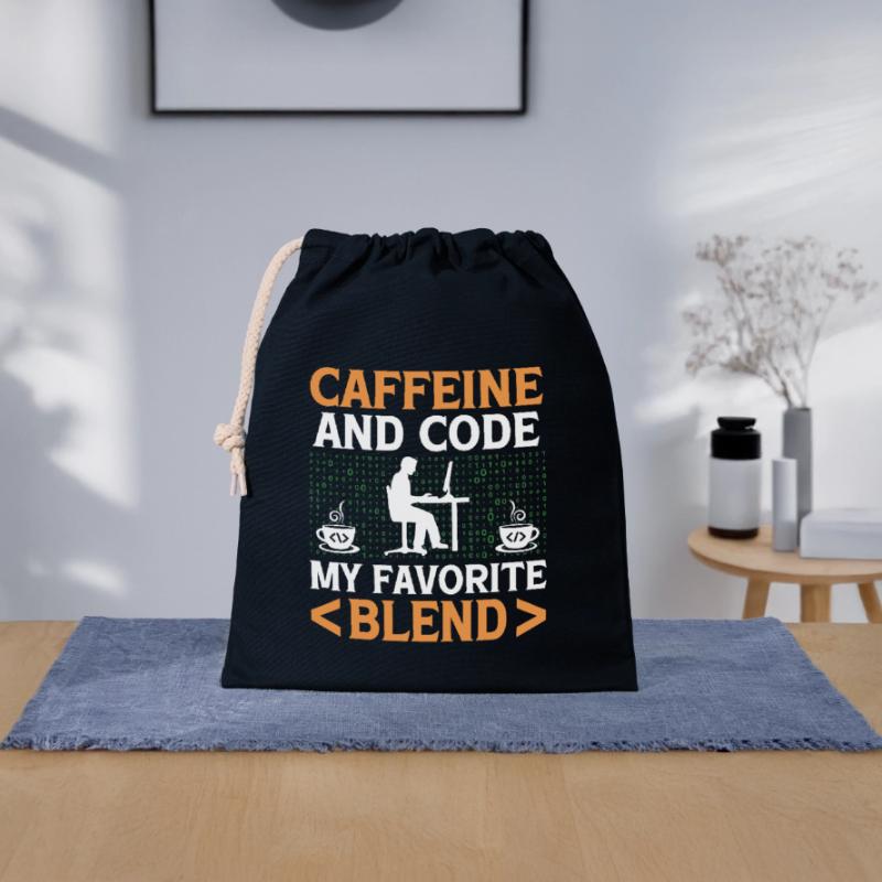 Café Codage Programmeur Codeur Développeur Nerd Coff Sac cadeau en coton avec cordon (25 x 30 cm)