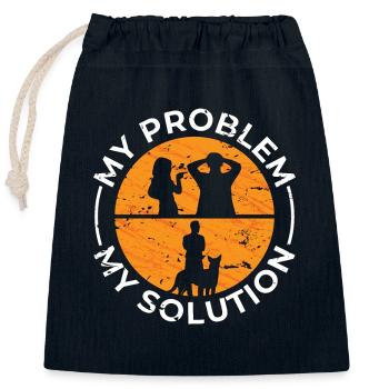 Belgian Malinois Lover My Problem My Pictogram Dad - Closable cotton gift bag (25x30cm) - navy - Front