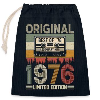 Anniversaire vintage 1976 - Sac cadeau en coton avec cordon (25 x 30 cm) - bleu marine - Devant
