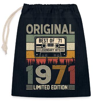Geburtstagsfreude '71 - Verschließbarer Geschenkbeutel aus Baumwolle (25x30cm) - Navy - Vorne