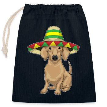 Dackel Sombrero - Verschließbarer Geschenkbeutel aus Baumwolle (25x30cm) - Navy - Vorne