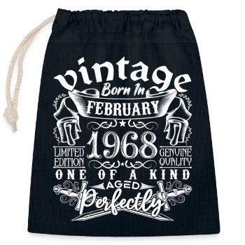 Février 1968 anniversaire Février 1968 February - Sac cadeau en coton avec cordon (25 x 30 cm) - bleu marine - Devant
