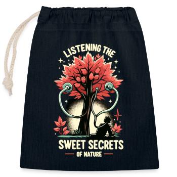Maple Syrup Canada Tradition and Cones - Closable cotton gift bag (25x30cm) - navy - Front