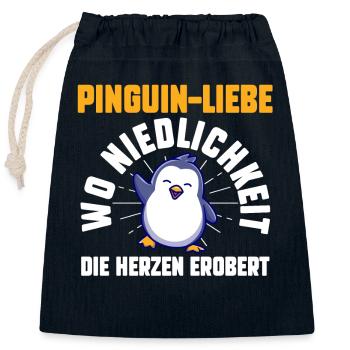Pingouin mignon - Sac cadeau en coton avec cordon (25 x 30 cm) - bleu marine - Devant