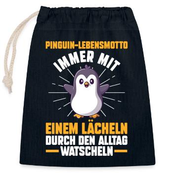 Pingouin mignon - Sac cadeau en coton avec cordon (25 x 30 cm) - bleu marine - Devant