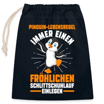 Pingouin mignon - Sac cadeau en coton avec cordon (25 x 30 cm) - bleu marine - Devant