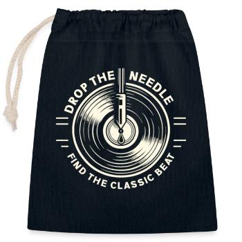 Disques vinyles Lp Collectionneurs Amateurs de disques - Sac cadeau en coton avec cordon (25 x 30 cm) - bleu marine - Devant