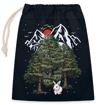 Alpen Hase Winter Schneefall Weihnachten Kaninchen - Verschließbarer Geschenkbeutel aus Baumwolle (25x30cm) - Navy - Vorne
