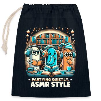 Asmr Chuchotement Asmr Enthousiaste Pleine conscience - Sac cadeau en coton avec cordon (25 x 30 cm) - bleu marine - Devant