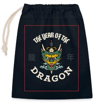 L’année du dragon 2024 - Sac cadeau en coton avec cordon (25 x 30 cm) - bleu marine - Devant