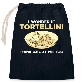 Lustiges Tortellini Shirt - Verschließbarer Geschenkbeutel aus Baumwolle (25x30cm) - Navy - Vorne