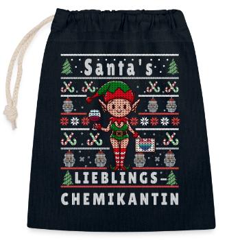 Ugly Christmas SANTA'S FAVORITE CHEMICAL TECHNICIAN - Closable cotton gift bag (25x30cm) - navy - Front