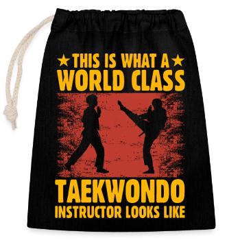This is what world class taekwondo instructor - Closable cotton gift bag (25x30cm) - black - Front