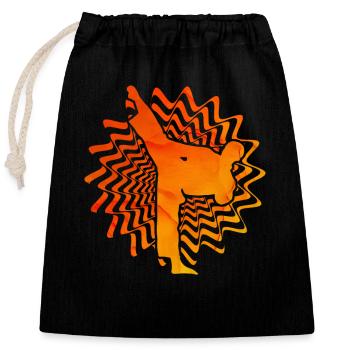 Taekwondo - Verschließbarer Geschenkbeutel aus Baumwolle (25x30cm) - Schwarz - Vorne