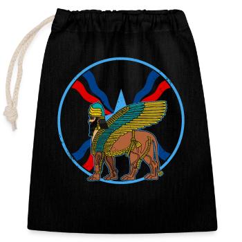 Antique Deity Lamassu Mythology Babylon Sumer - Closable cotton gift bag (25x30cm) - black - Front