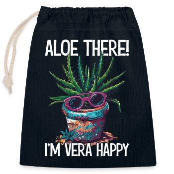 Aloe There I'm Vera Happy Garden Gardener Gift - Closable cotton gift bag (25x30cm) - navy - Front