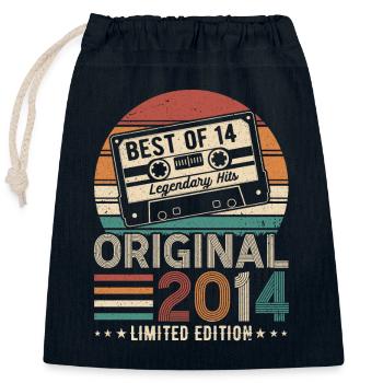 Anniversaire Joy 2014 - Sac cadeau en coton avec cordon (25 x 30 cm) - bleu marine - Devant
