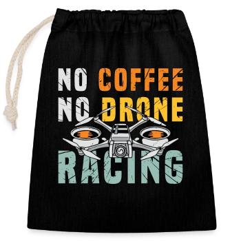 Amateur de course de drones Pas de café Pas d’amateur de café de drone - Sac cadeau en coton avec cordon (25 x 30 cm) - noir - Devant