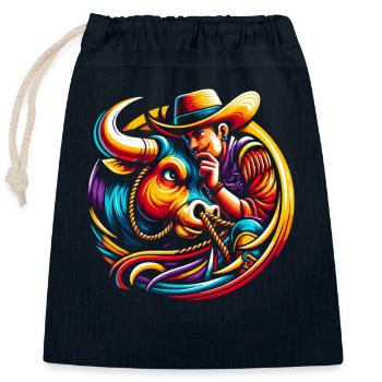 Rodeo Bull Riding Livestock Show Farmer Cattle - Closable cotton gift bag (25x30cm) - navy - Front
