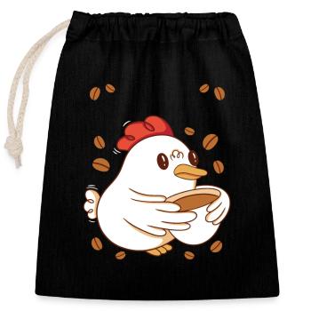 Coffee Break Caffeine Chicken Breakfast Early Bird - Closable cotton gift bag (25x30cm) - black - Front