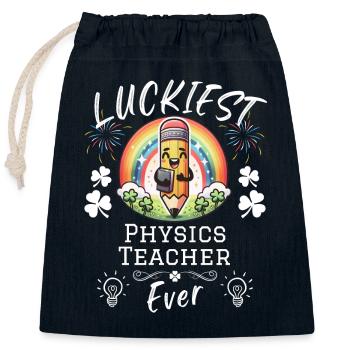 Luckiest Physics Teacher School Science - Closable cotton gift bag (25x30cm) - navy - Front