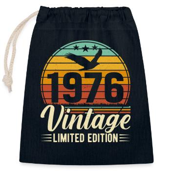 Unique 1976 anniversaire année rétro Design - Sac cadeau en coton avec cordon (25 x 30 cm) - bleu marine - Devant