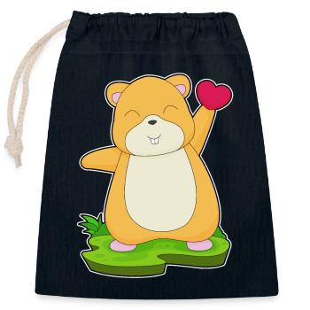 Hamster Heart - Closable cotton gift bag (25x30cm) - navy - Front
