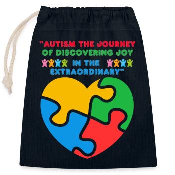 Autism - Closable cotton gift bag (25x30cm) - navy - Front