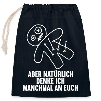 Klar denke ich oft an dich Voodoo Puppe Misanthrop - Verschließbarer Geschenkbeutel aus Baumwolle (25x30cm) - Navy - Vorne