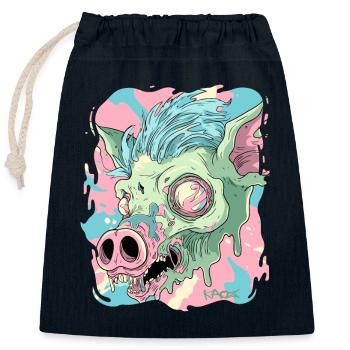 Psychedelic Acid Pig - Closable cotton gift bag (25x30cm) - navy - Front