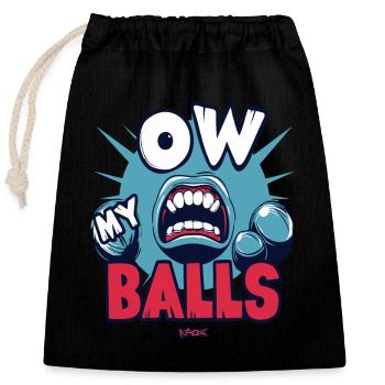ow mes couilles ! Oh mes couilles ! - Sac cadeau en coton avec cordon (25 x 30 cm) - noir - Devant
