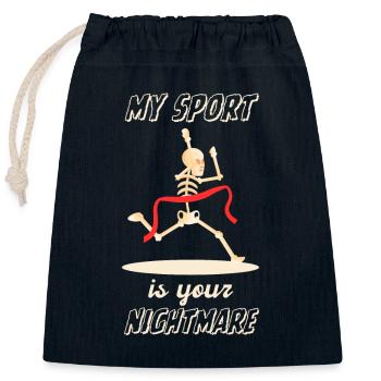 Funny Marathon Saying Marathon Runner Athlete - Closable cotton gift bag (25x30cm) - navy - Front