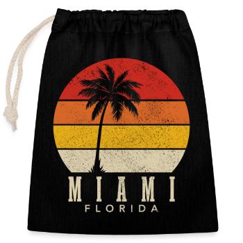 Miami Florida USA - Verschließbarer Geschenkbeutel aus Baumwolle (25x30cm) - Schwarz - Vorne
