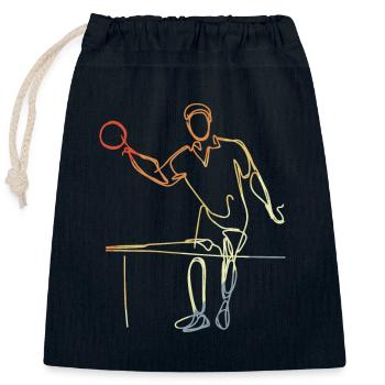 Dessin de tennis de Table Vintage - Sac cadeau en coton avec cordon (25 x 30 cm) - bleu marine - Devant