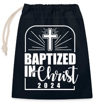 Baptized In Christ 2024 Religious Christian - Closable cotton gift bag (25x30cm) - navy - Front