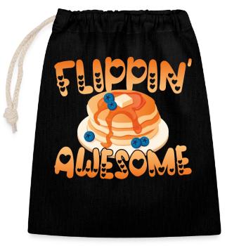 Les enfants amateurs de crêpes flippin' - Sac cadeau en coton avec cordon (25 x 30 cm) - noir - Devant