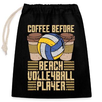 Beach Volleyball Coffee Volleyball Player Coffee Lover - Closable cotton gift bag (25x30cm) - black - Front