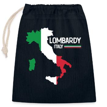Lombardie Italie Lombardie Carte Région Italie - Sac cadeau en coton avec cordon (25 x 30 cm) - bleu marine - Devant