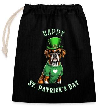Boxer Dog St. Patrick's Day I Irish Green Hat St - Verschließbarer Geschenkbeutel aus Baumwolle (25x30cm) - Schwarz - Vorne