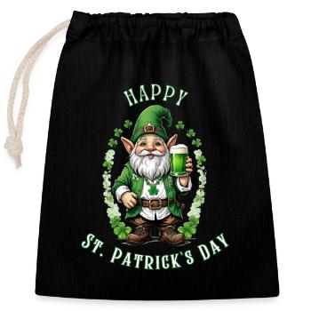 St. Patrick's Day Leprechaun I Green Beer I - Verschließbarer Geschenkbeutel aus Baumwolle (25x30cm) - Schwarz - Vorne