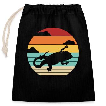 Rétro Pogona Pet lézard propriétaire Barbu Dragon - Sac cadeau en coton avec cordon (25 x 30 cm) - noir - Devant